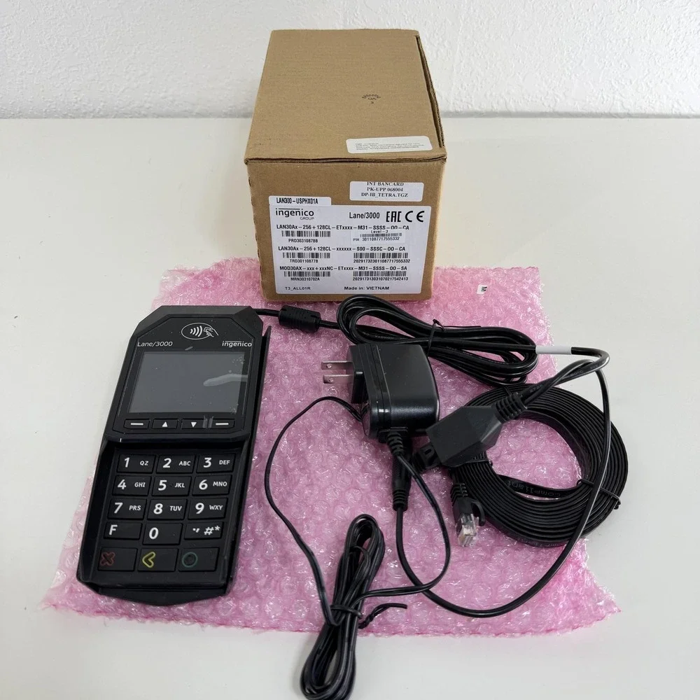 Ingenico Lane/3000 POS Payment Terminal LAN300-USPHX01A Black Power Cables